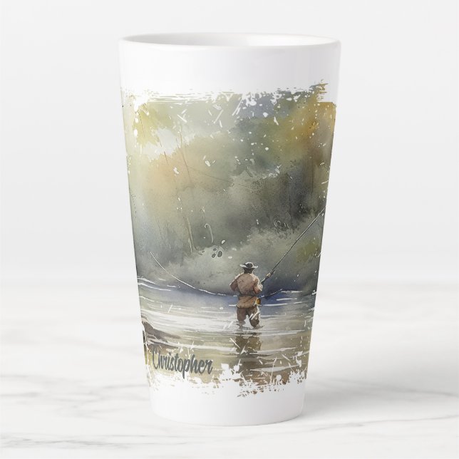Tasse Latte Pêche à la mouche désorganisée (Devant)