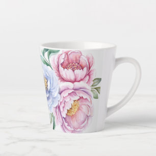 Tasse Latte Peinture à la main Peonies Imprimer