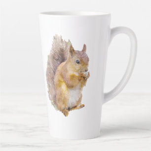 Tasse Latte Peinture à l'aquarelle d'écureuil rouge