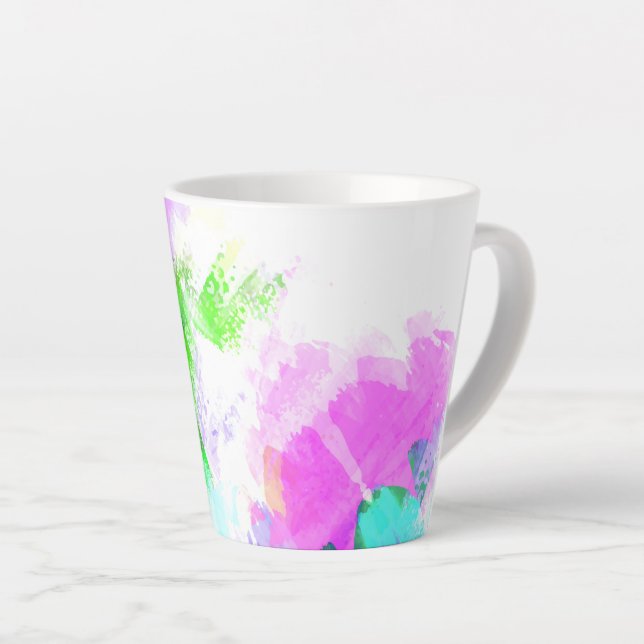 Tasse Latte peinture Abstraite à l'aquarelle (Angle droit)