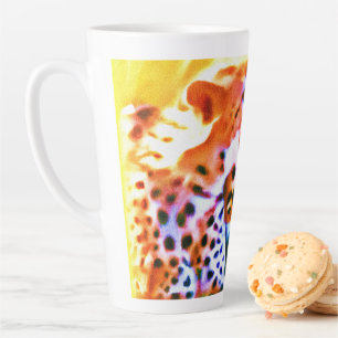 Tasse Latte Peinture animale puissante de Cheetah. Commandez d