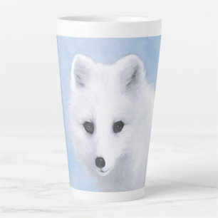 Tasse Latte Peinture Arctic Fox - Art original de la faune