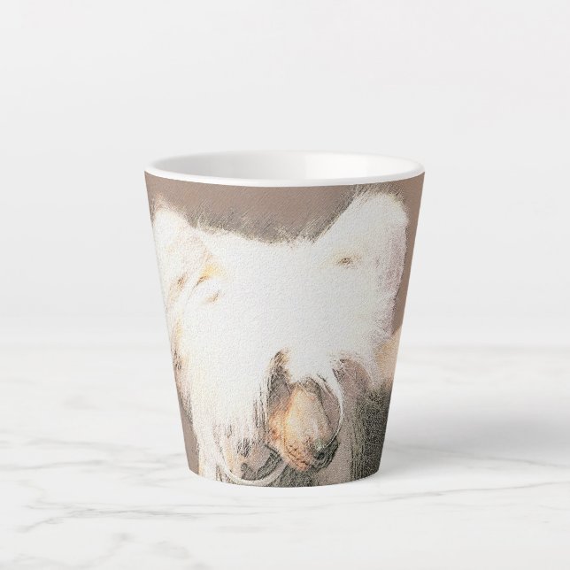 Tasse Latte Peinture Chinoise sans cheveux peint art original  (Devant)