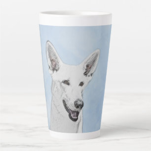 Tasse Latte Peinture de berger blanc - jolie art original de c
