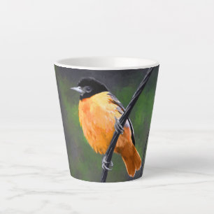 Tasse Latte Peinture de l'Oriole - Art original d'oiseau