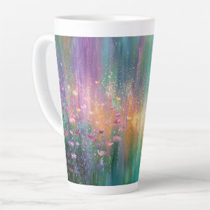 Tasse Latte Peinture florale abstraite aux couleurs vives