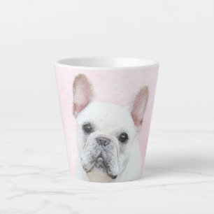 Tasse Latte Peinture française de Bulldog (Crème/Blanc) - Art