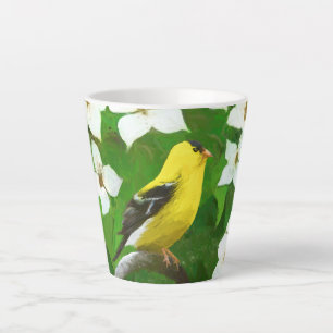 Tasse Latte Peinture Goldfinch - Cute Original Chien Art