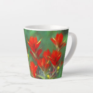 Tasse Latte Peinture indienne de pinceau - Art Fleur original