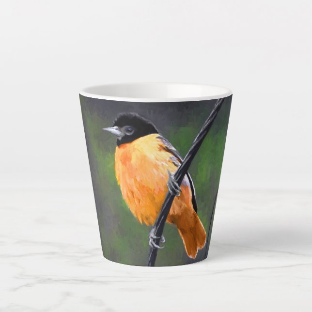 Tasse Latte Peinture Oriole - Art Oiseau Original (Devant)