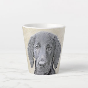 Tasse Latte Peinture Retriever à revêtement plat - Art Chien