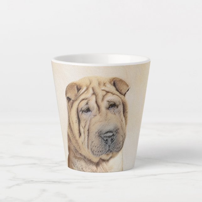 Tasse Latte Peinture Shar Pei - Cute Original Chien Art (Devant)
