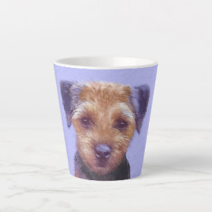 Tasse Latte Peinture sur la frontière de Terrier - jolie art o