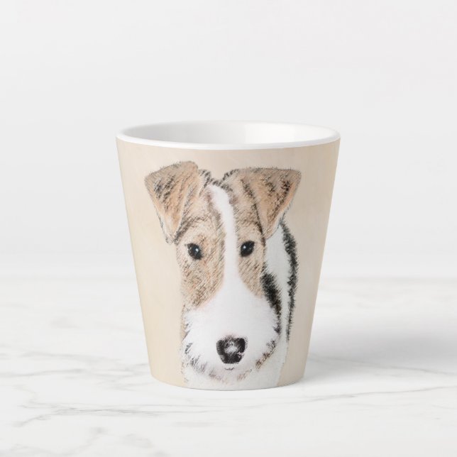 Tasse Latte Peinture Terrier de Renard de fil - Cute Original  (Devant)