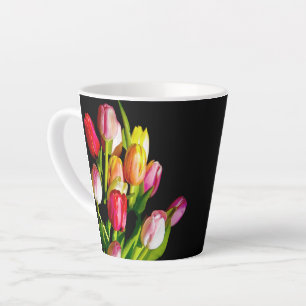 Tasse Latte Peinture tulipe - Art floral original