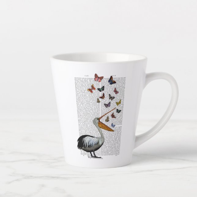 Tasse Latte Pélican et papillons (Droite)