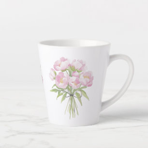 Tasse Latte Peonées roses avec céramique Bow