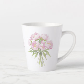 Tasse Latte Peonées roses avec céramique Bow