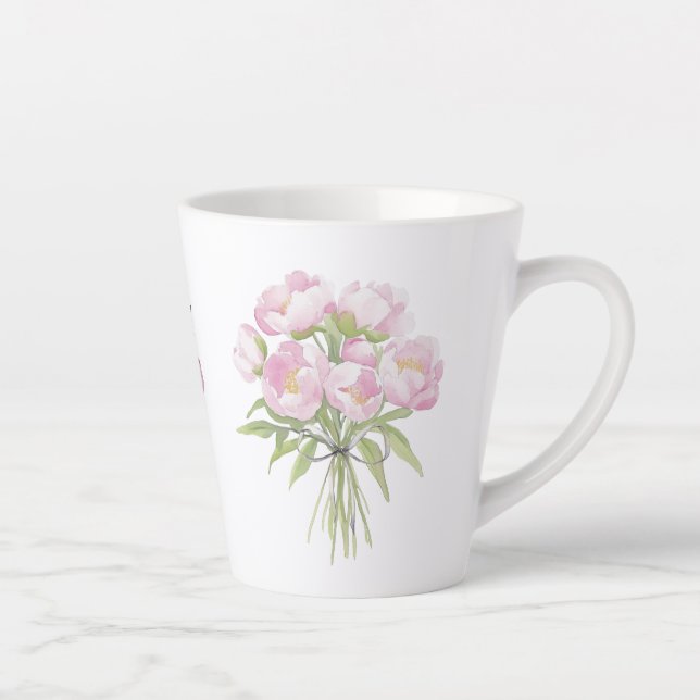 Tasse Latte Peonées roses avec céramique Bow (Droite)