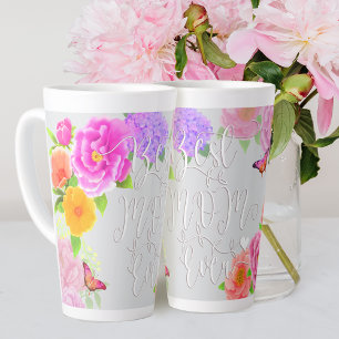 Tasse Latte Peonies romantiques Garden Grey Meilleure maman