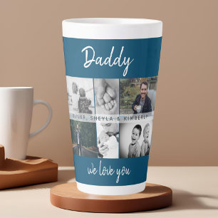 Tasse Latte Père avec enfants et famille Papa Photo Collage