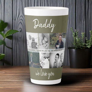 Tasse Latte Père avec enfants et famille Papa Photo Collage