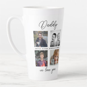 Tasse Latte Père avec Enfants Famille Papa 4 Photo Collage