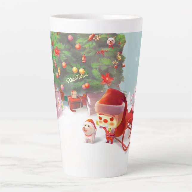 Tasse Latte Père Noël avec arbre de Noël (Devant)
