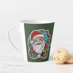 Tasse Latte Père Noël avec des cadeaux.