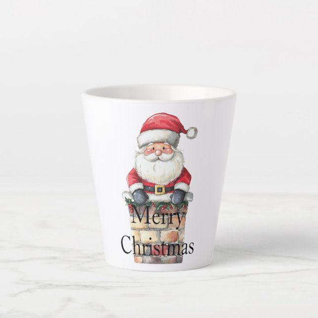 Tasse Latte Père Noël de Noël rouge à Chimney (Devant)