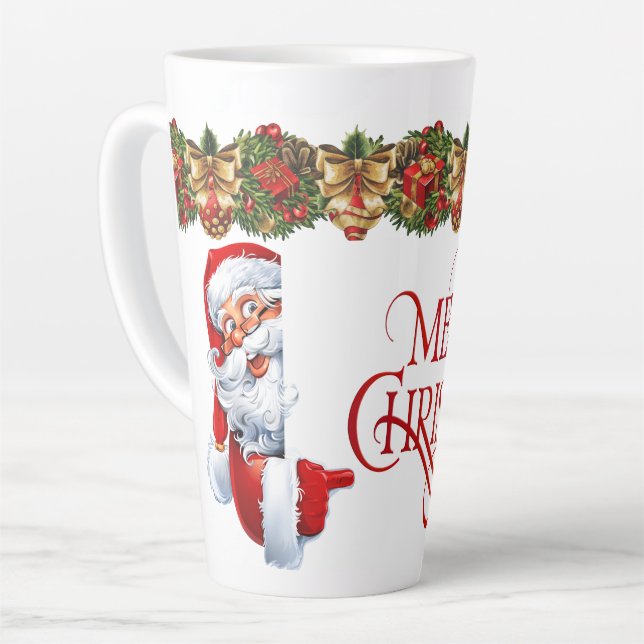 Tasse Latte Père Noël Joyeux Noël (Angle gauche)