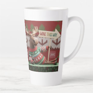 Tasse Latte Père Noël laid Renne. Vin par ici