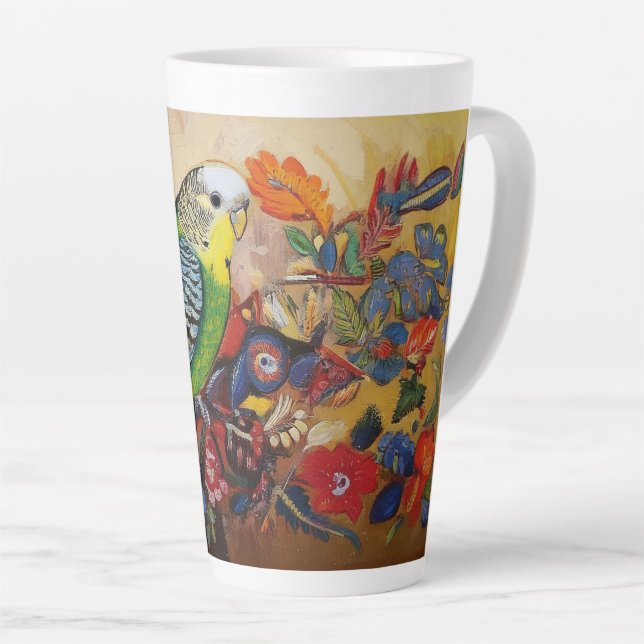 Tasse Latte Perruque d'art populaire avec Paisley et Fleurs (Angle droit)