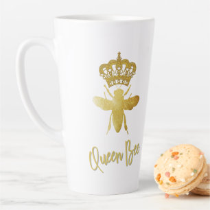 Tasse Latte Personalisé QUEEN BEE fils Gold Crown Latte