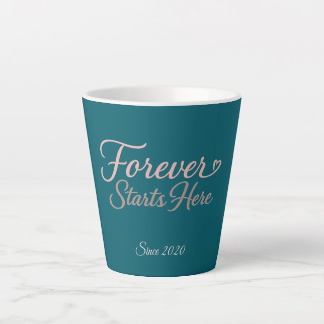 Tasse Latte Personalized gift with the date the relationship  (Devant)