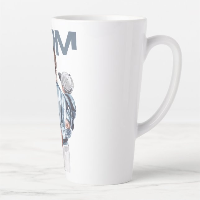 Tasse Latte Personalized Super Mom with Son and Daughter Gift (Droite)