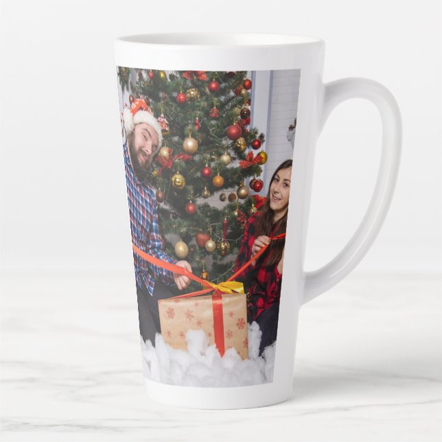 Tasse Latte Personalized Two Sided Family Christmas Photo  (Droite)