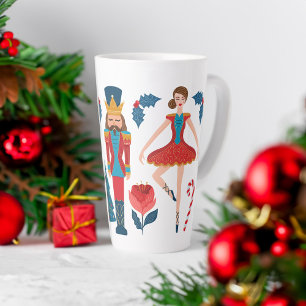 Tasse Latte Personnages de ballet de noisette festive de Noël