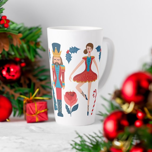 Tasse Latte Personnages de ballet de noisette festive de Noël (Festive Christmas Nutcracker Ballet Characters Latte Mug)