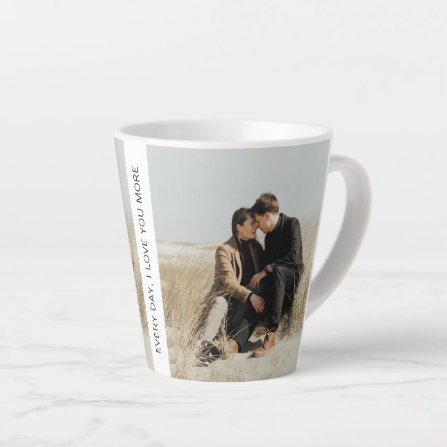 Tasse Latte Personnalisable 2 photos avec texte noir (Angle droit)