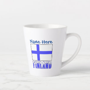 Tasse Latte Personnalisation Bleue Finlande et Drapeau Finland