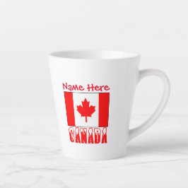 Tasse Latte Personnalisation rouge du drapeau canadien Petite