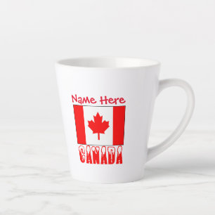 Tasse Latte Personnalisation rouge du drapeau canadien Petite