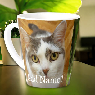 Tasse Latte Personnalisé 2 Photo et Texte Personnalisé
