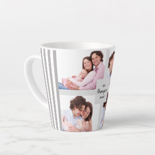 Tasse Latte Personnalisé 4 Photos de famille Collage Rectangle