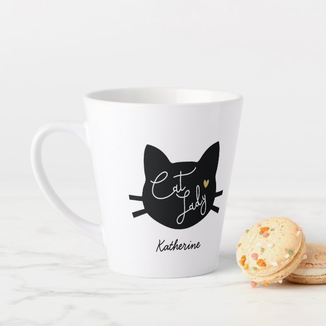 Tasse Latte Personnalisé Cat Lady (En situation)