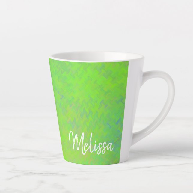 Tasse Latte Personnalisé Elegant Lime Green Marbled Art (Droite)