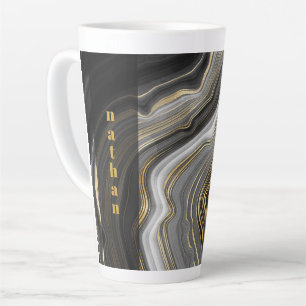 Tasse Latte Personnalisé en marbre noir et or