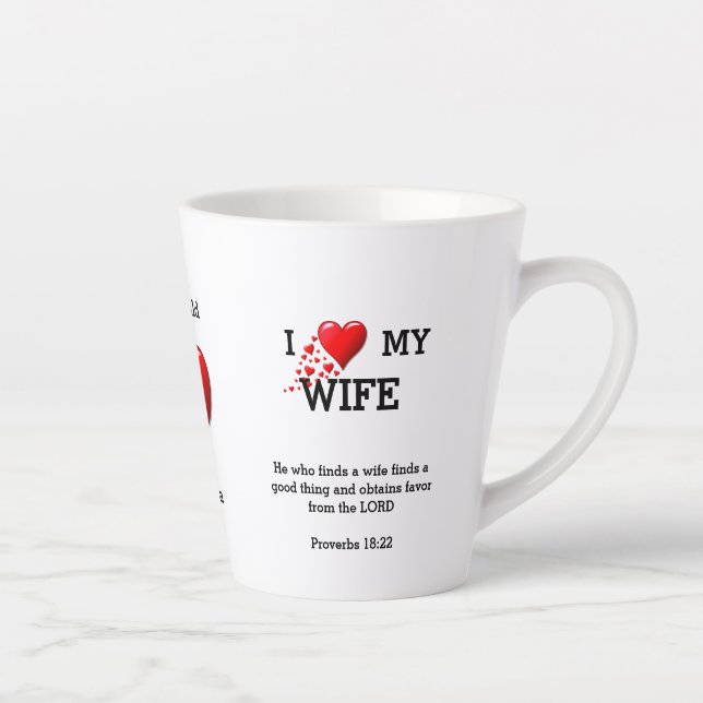 Tasse Latte Personnalisé J'AIME MA FEMME Christian Valentine (Droite)
