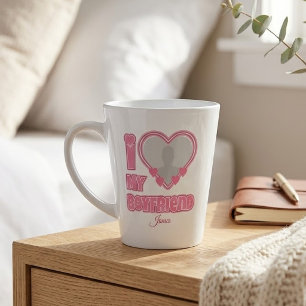 Tasse Latte Personnalisé J'aime mon petit ami – Ajouter une ph